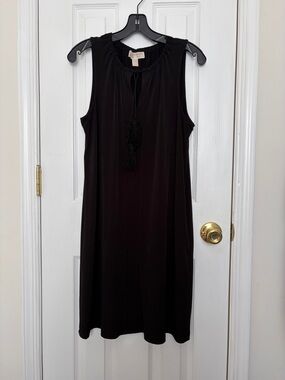MICHAEL Michael Kors Black Sleeveless Tassel Tie Shift Dress